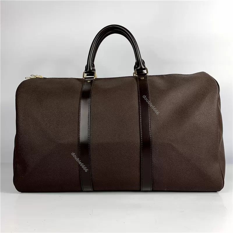 High capacity Duffel bag Women Tote Men Handbags Coated Canvas Soft Leather Suitcase Travel Bags Handle Luggage Gentleman Business with Shoulder Strap
