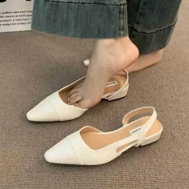 sandals for wen french nude pointed toe small fragrance style elegant low heel ladies sandals high quality zapatos de mujer Y250304