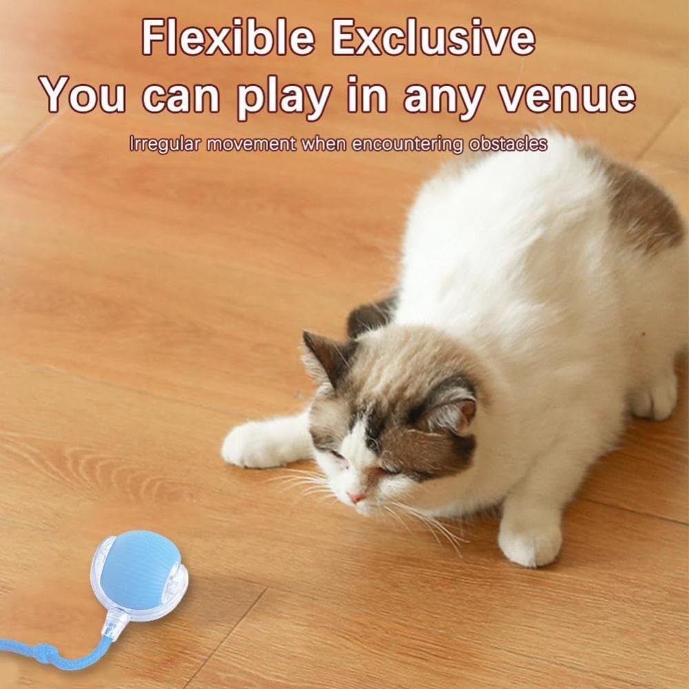 Automatic Smart Cat Toys Rechargeable Imitate Mouse Tail Electric Cat Ball Toy Fast Rolling Indoor Playing