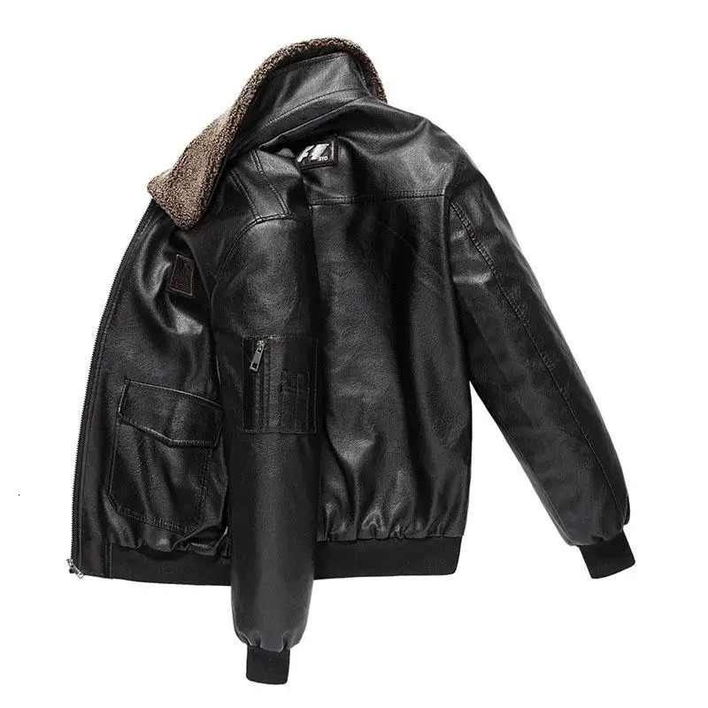 Mens Winter Coats Pu Leather Jackets Bomber Coat Male Fleece Fashion Clothing Motorcycle Jacket Thick Vintage Outwear 5Xl 250225