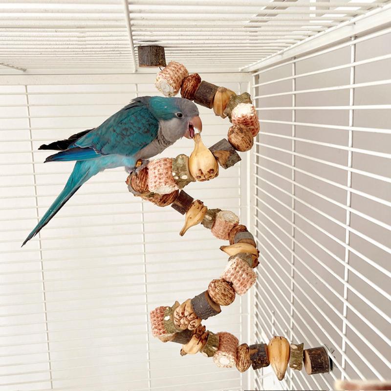 Natural Bird Toys Pineapple Nuts Log Blocks Cockatoo Toys Cockatiel Foraging Toys Climbing Ladders Parrot Shredding Toys for