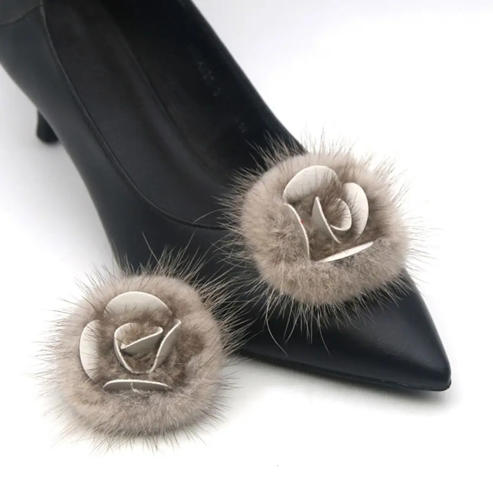 Fluffy Pompom Shoe Clip Fashion Replacement Detachable Charm Buckle Mink Hair Clamp Decorative Clip Wedding 250218