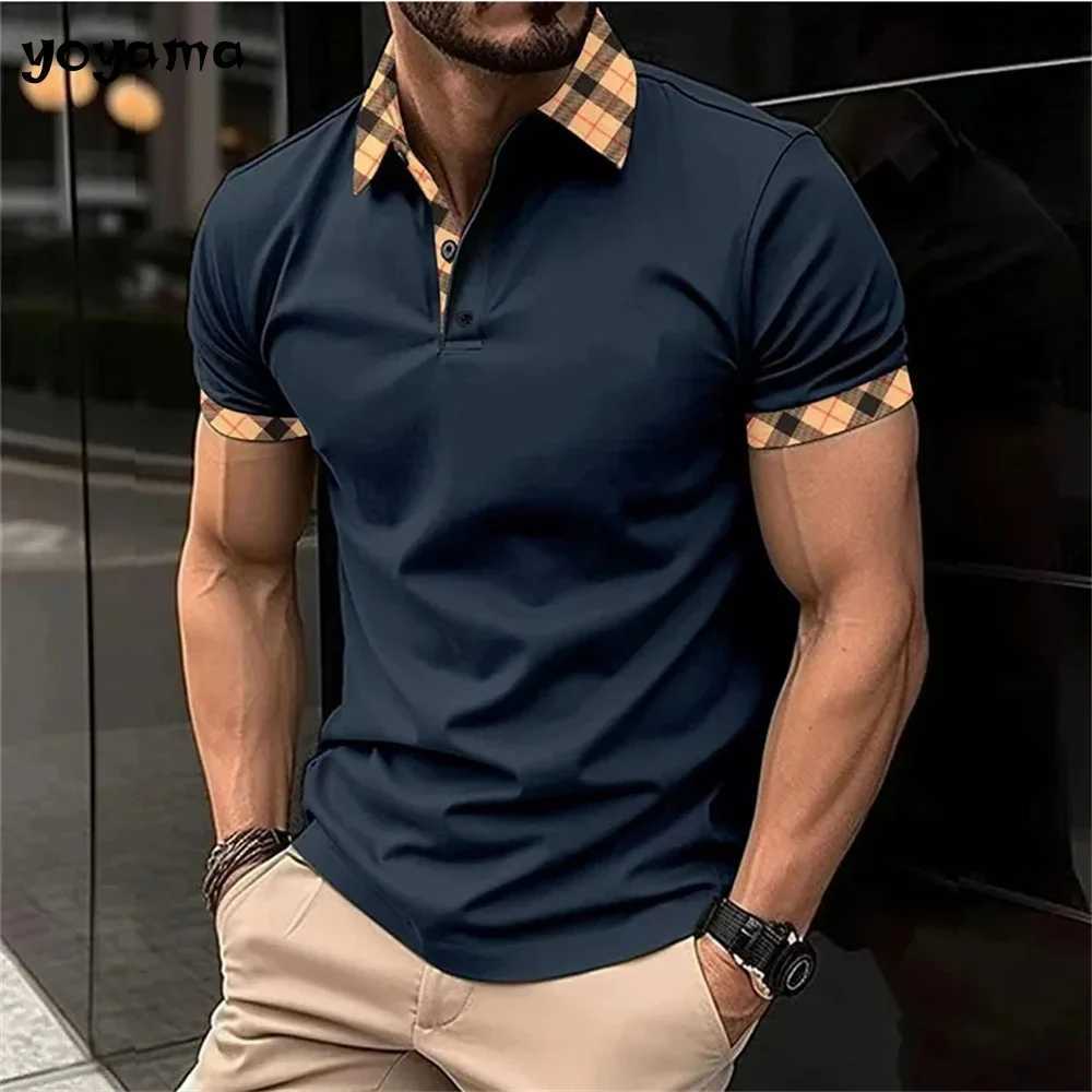 Solid Coloured Printed Polo Mens Clothing Simple 3D Print T-shirts for Men Breathable Mens Short Sleeve Polo Casual Loose TopsT250225