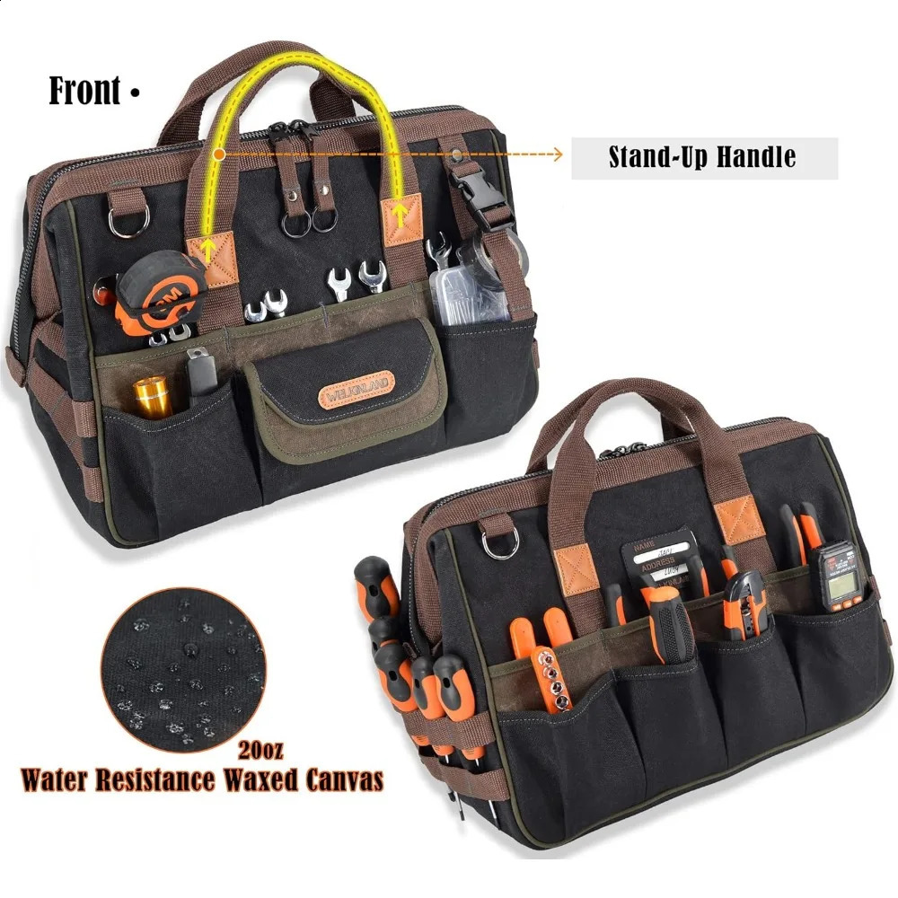Ship from US 32Pockets Waxed Canvas tool bag HeavyDuty Electrician HVAC bag16 Tool organizer 250305FBB