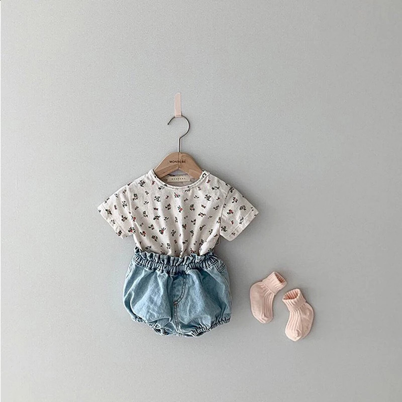 Casual Denim Baby Bubbles Ruffles Elastics Waist born Bloomers Cozy Cotton Toddler Short Pants Children Trousers 6m 12m 24m 250304