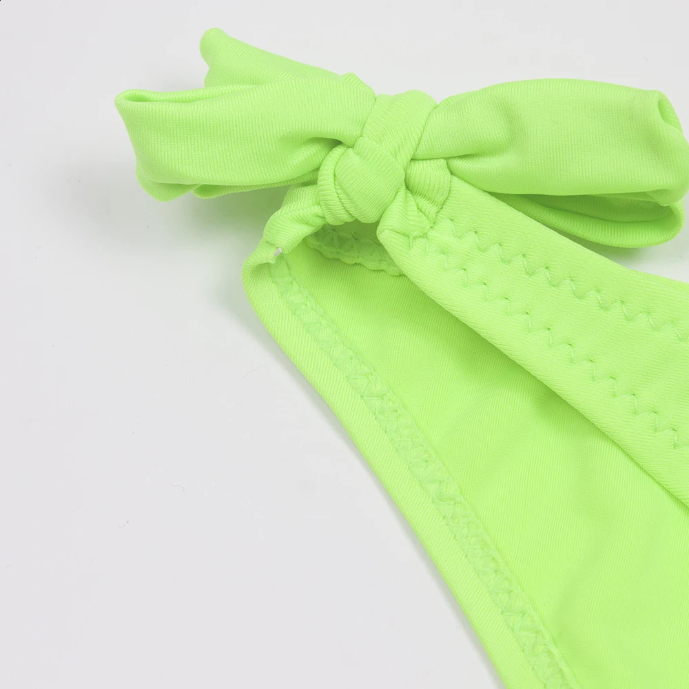 Tassel Girls Kids Swimsuit Swimwear Solid Swimming Suit Children Bandage Bikinis Holiday Beach Baby Biquini Infantil 250304