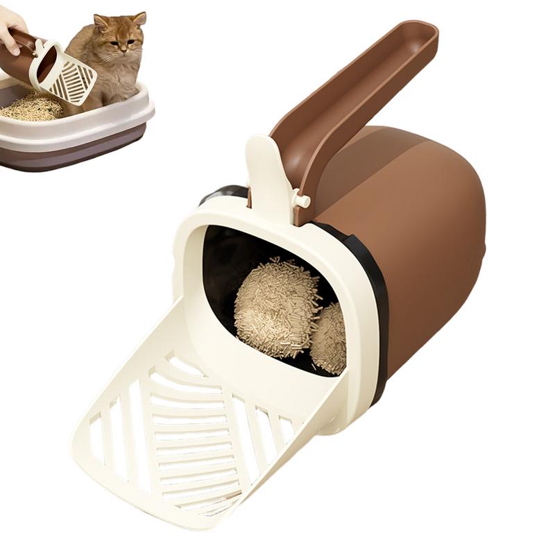Cat Litter Scoop Holder Simple Cat Scoop Holder Portable Kitten Litter Shovel With Bracket And Waste Can For Pet Indoor Use Easy
