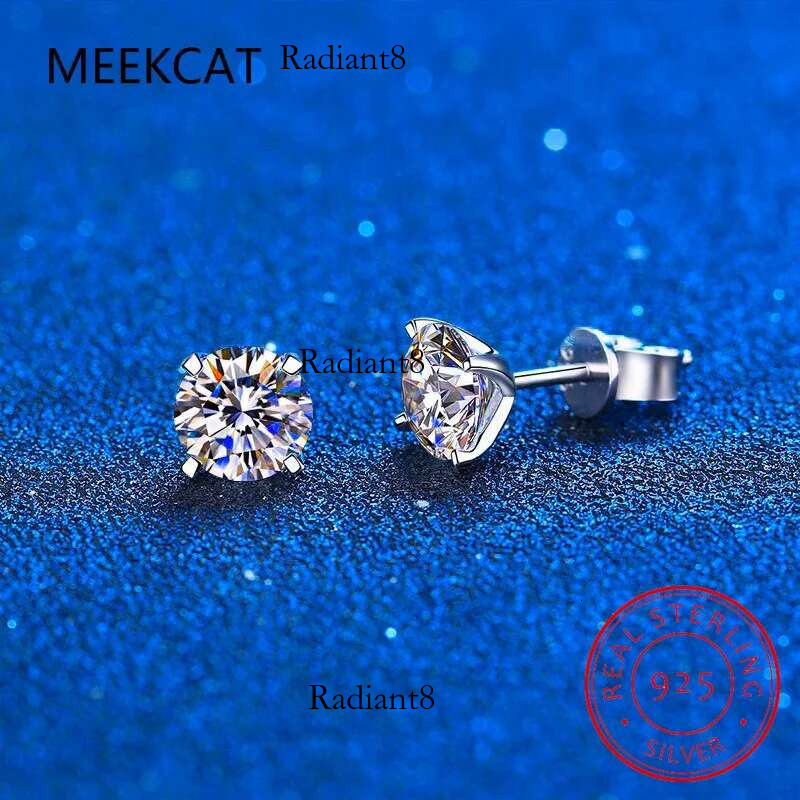 0.4-4CT Classic Moissanite VVS Brilliant Dia Stud Earrings Sterg Sier Ear Studs For Women Men Couple Gifts