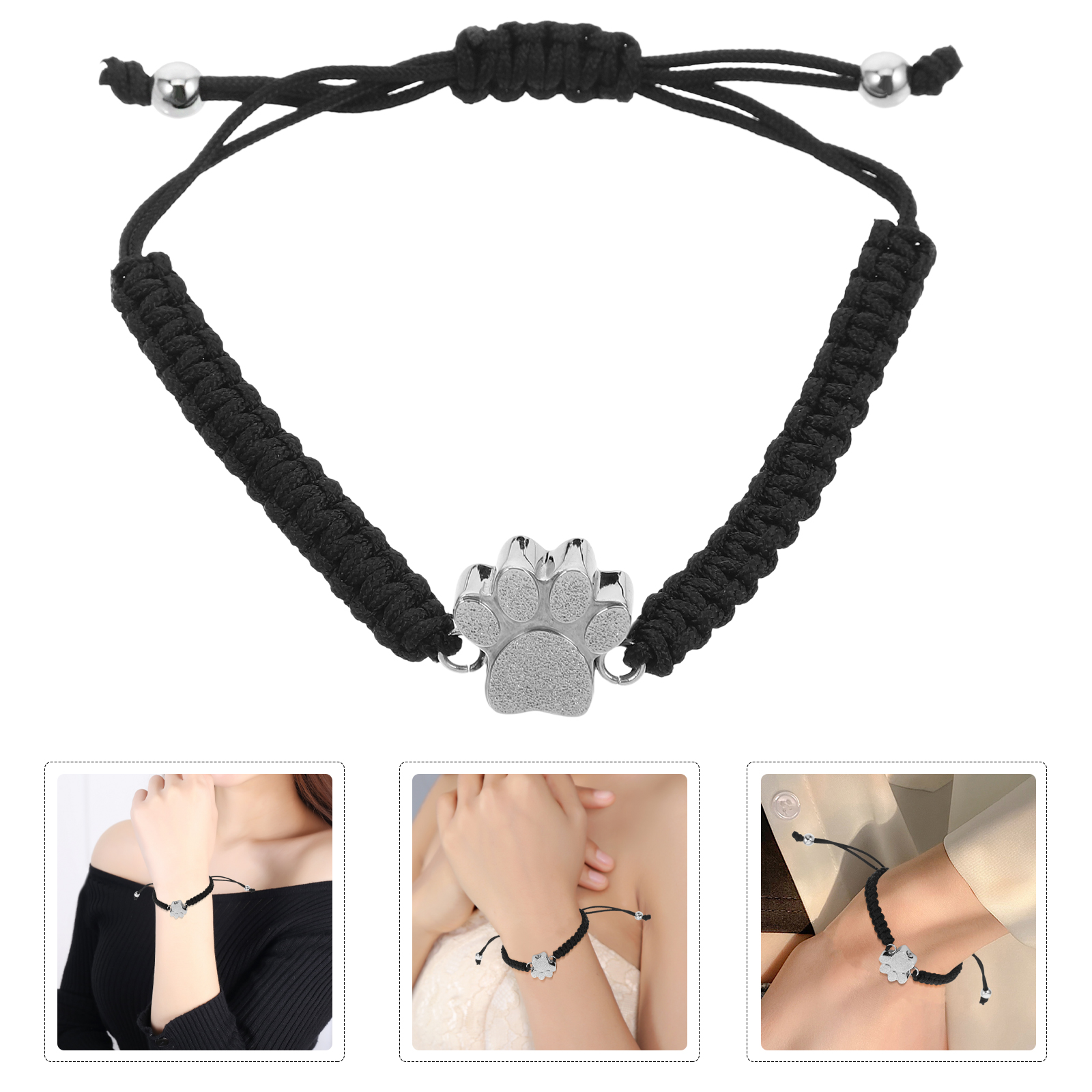 Pet Cremation Bracelet Cat Dog Jewelry Keepsake Ashes Paw Print Urn Urns for Dogs Women