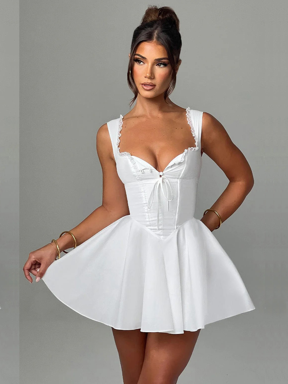 H11170 Sleeveless Women's Temperament Suspender Lace Lace Backless European and American Dress