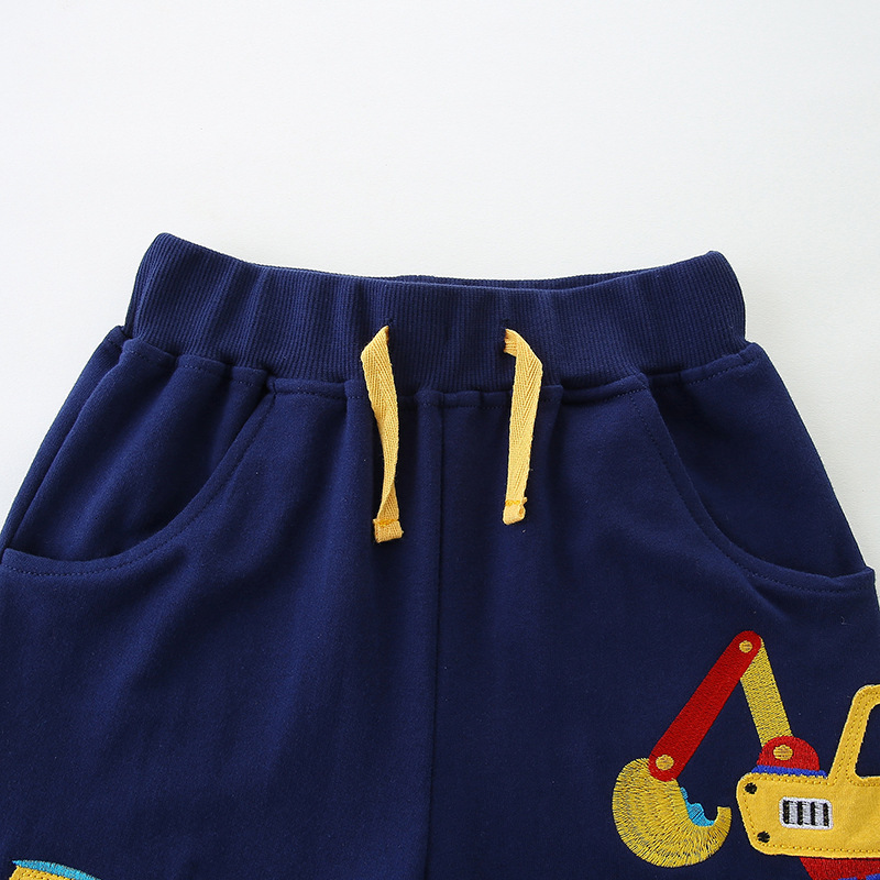 Ddmyshoesvip Summer New Boys Pants Style Knitted Cartoon Embroidered Children Sports Shorts