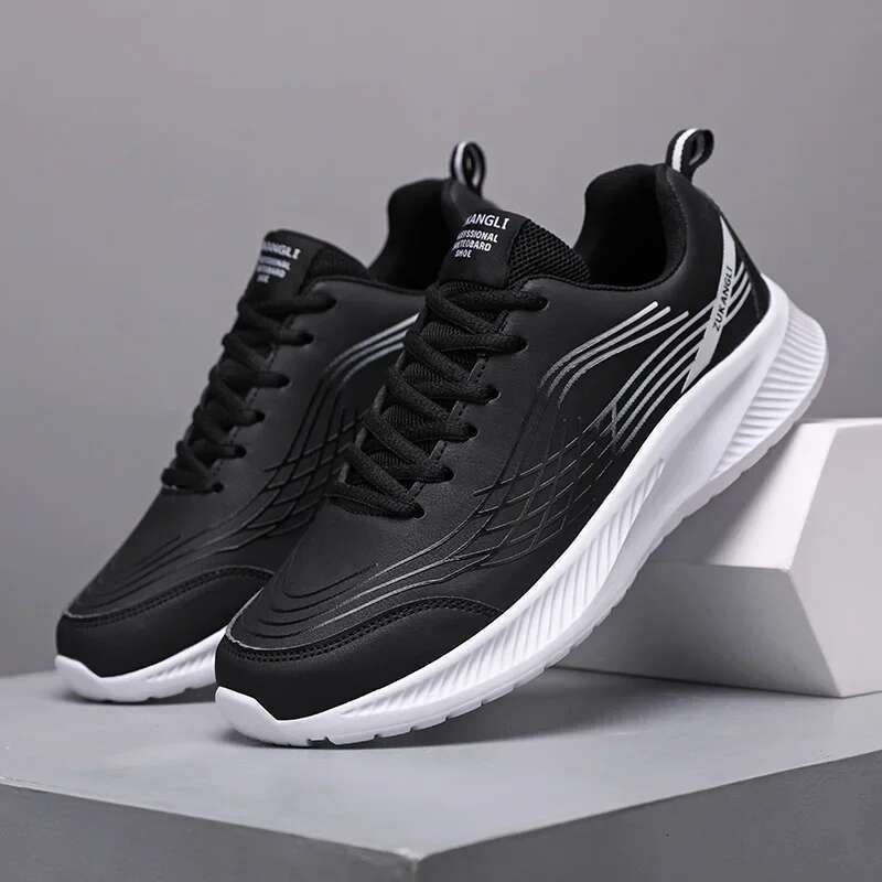 Running Men Big Size Casual Outdoor Flat Comfortable Walking Leather Tennis Shoes Lace-up Cheap Sneakers Man