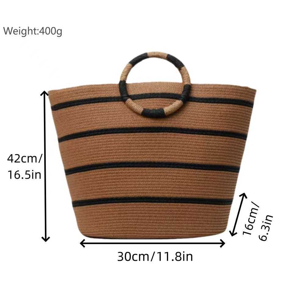 Woven Bag, Circular Handbag, Fashionable Beach Bag, Large Capacity Grass Woven Bag, Women's Tote Bag 250315