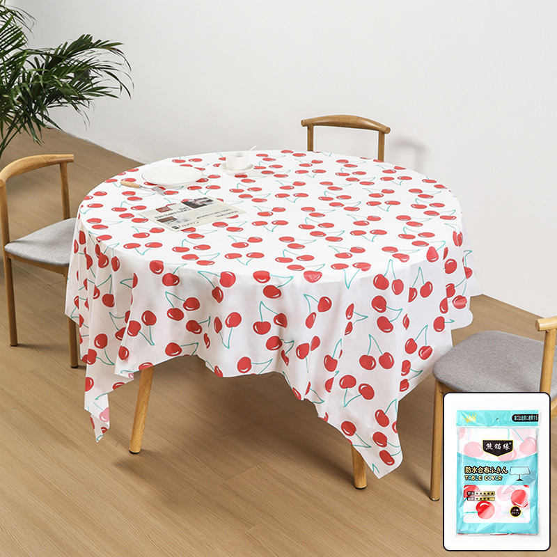 Portable Pastoral Style Disposable Plastic PE Square Thickened Tablecloth