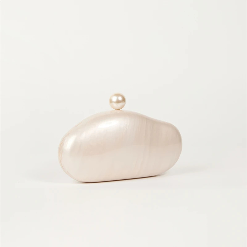 Shell Clutch Bag Acrylic pearl color purse women wedding evening party cute ivory pearl coffee color handbag 250304