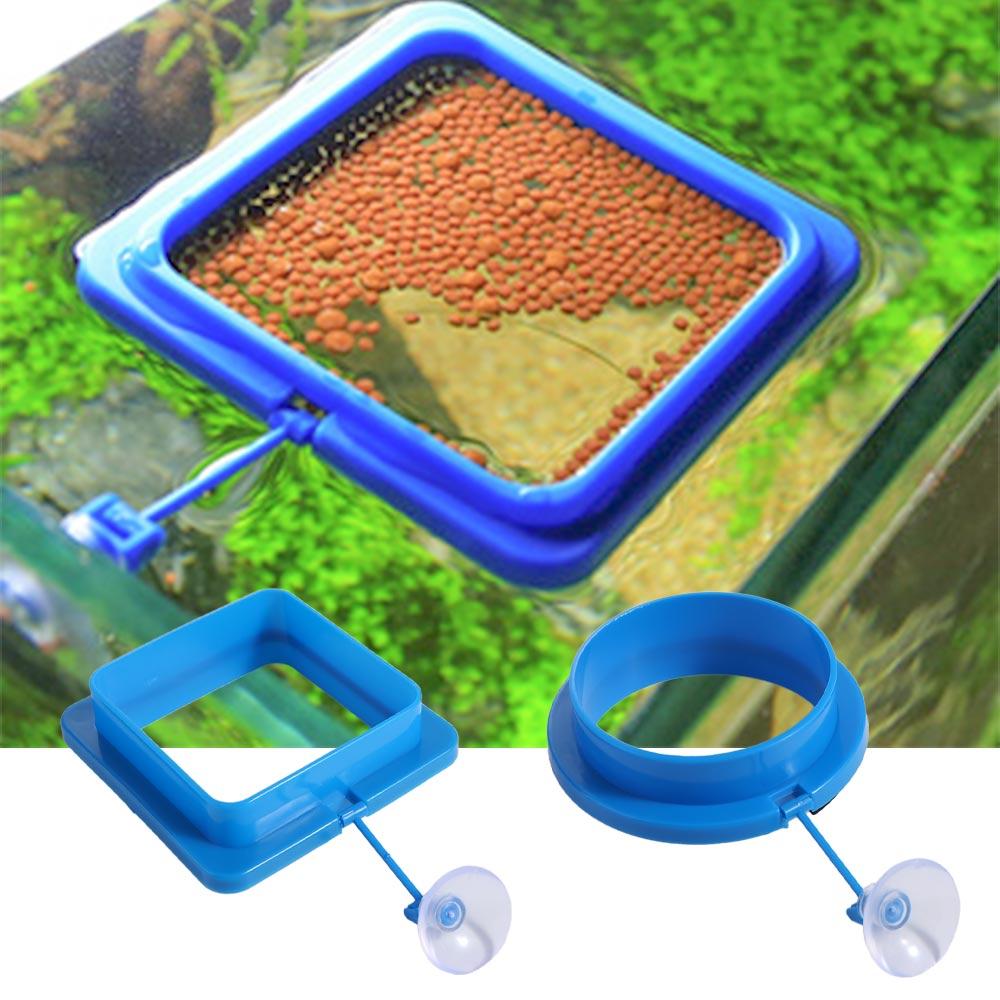Portable Thicken Floating Feeding Ring Plastic Suction Cup Fish Food Feeder Round/Square Floating Food Tray Fish Pond