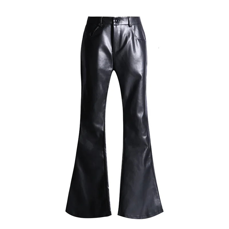 Urban Travel Casual PU Leather Pants BellBottom Comfortable Versatile City Chic Style Mens Trousers Arrival AutumnWinter 250304