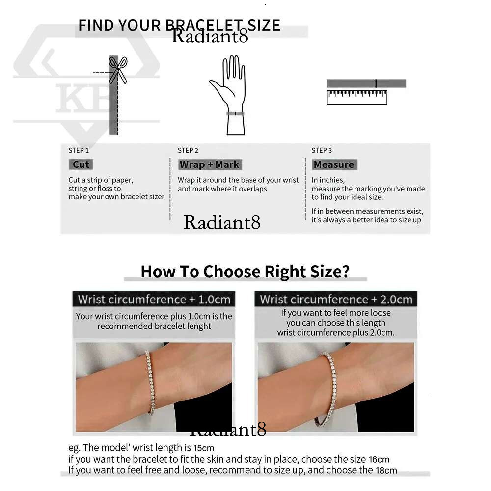 Kibo sier Men's Accessories Width 2-6.5mm D Color VVS1 Sier for Women Moissanite Tennis Chain Bracelet