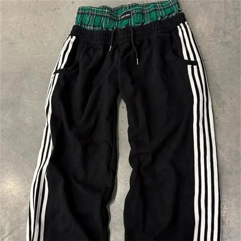 Fashion Simple Stripe Y2K Pants Women And Men Retro Harajuku Trousers Loose High Waist Sweatpant Casual Hip Hop Chic Clothing 250304