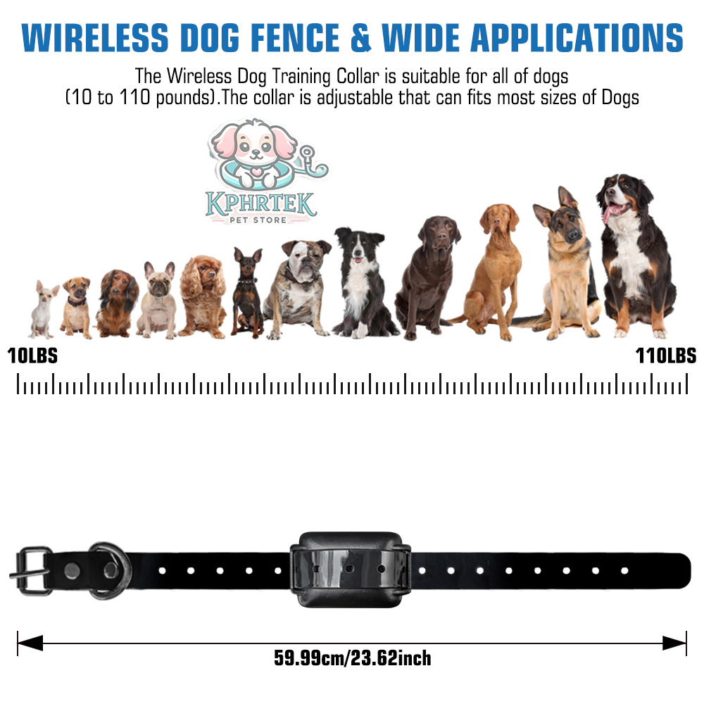 For 3 Dogs Wireless Electronic Pet Fence Invisible Charging Fence Anti-Loss Electric Shock Barking Device