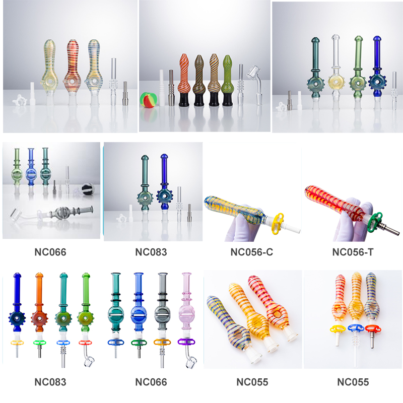 Vaping_Dream ZHC003 Hookah Smoking Pipe 10mm 14mm Titanium Nails Real Quartz Ceramic Tip US Color Dab Rig Glass Pipes Air Hole Recycle Smooth Airflow