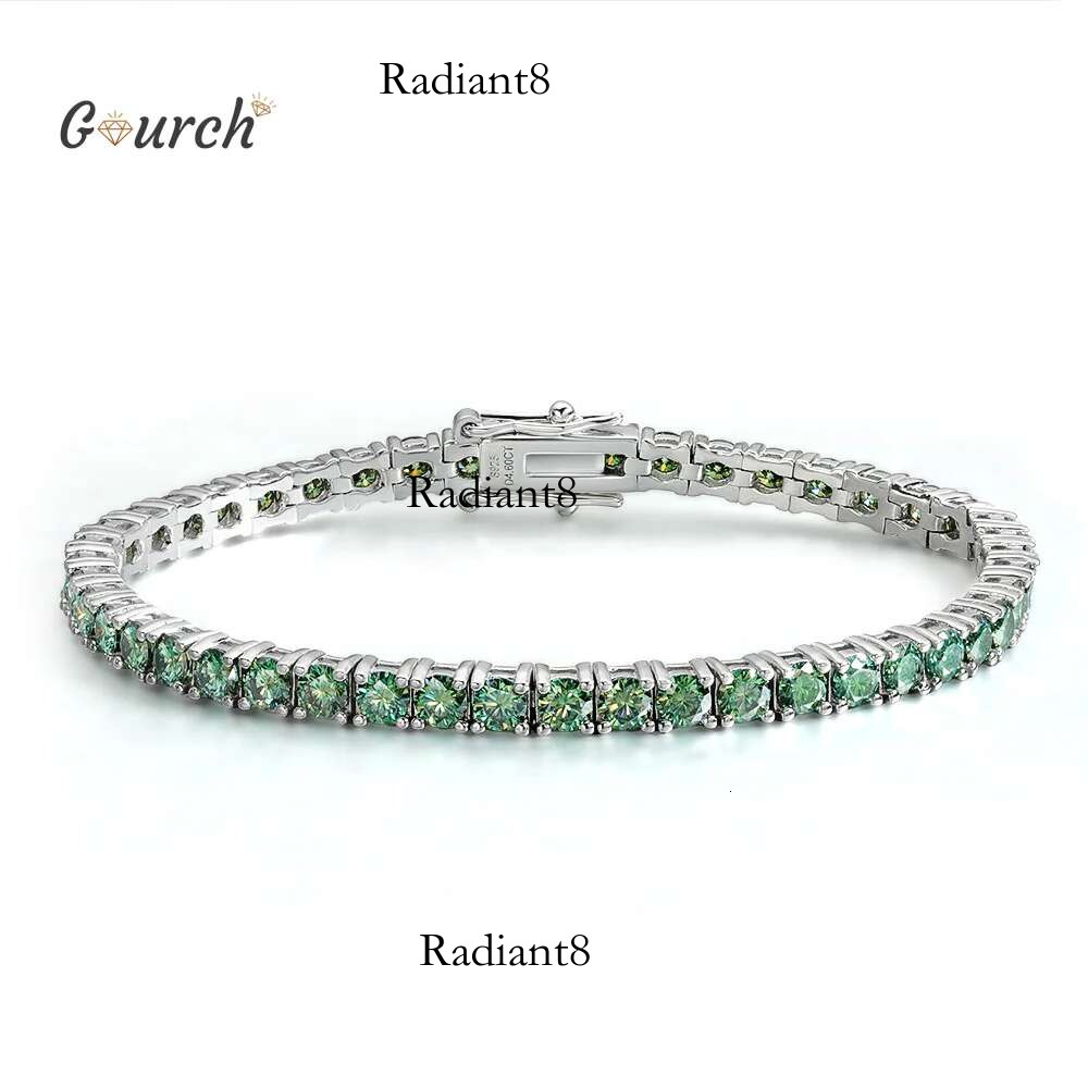 Gourch 3/4/5/6.5mm Green Moissanite Tennis Bracelet for Women&Men, Sier Plated, Anniversary Gift, Dia Tester Approved