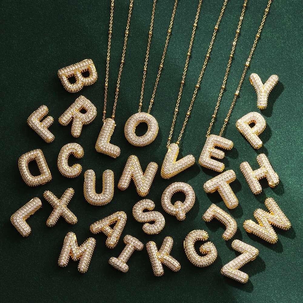 New Zircon Crystal 26 English Letters Stainless Steel Necklaces For Women Trendy Female Choker Chain Jewelry Wholesale