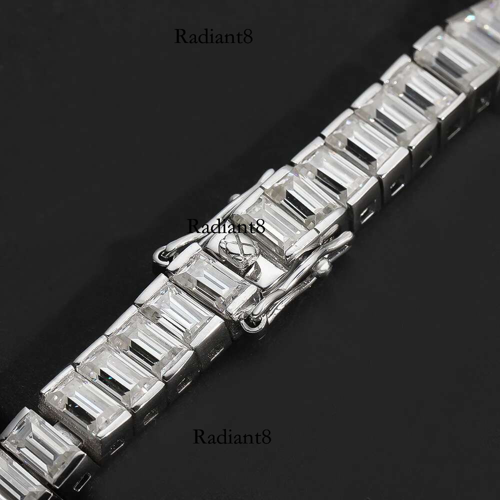 KNOBSPIN 3x5mm Emerald Moissanite Tennis Sterg Sier Plated White Gold with GRA Fine Bracelet for Women Man