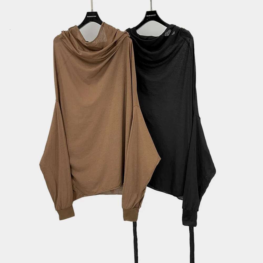 High Street Dark Rick RO Men And Women's Irregular Shoulder Bat Top Loose Long Sleeve T-Shirt Base Tshirt Tops