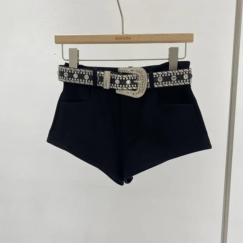 Bottoms Jean Short Heavy Diamond Belt Y2k Pants Fashion Summer Bodycon Q71 250304