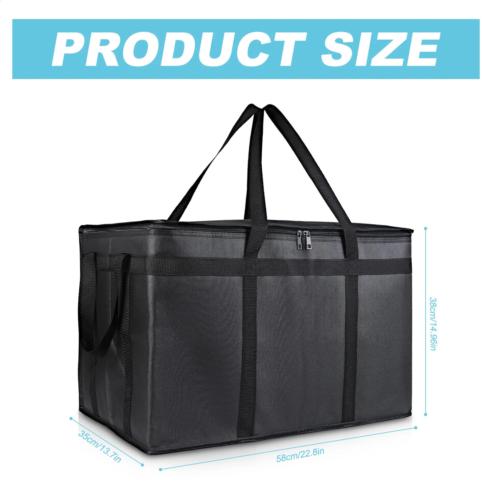 Ship from US Insulated Food Delivery Bag Reusable Grocery Cooler for Cold Catering Shopping 250305FBB