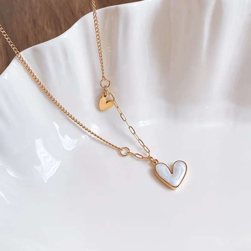 Stainless Steel Drip Oil Love for Women 2025 Korean Fashion Pendant Necklace Light Jewelry Girls Accessories
