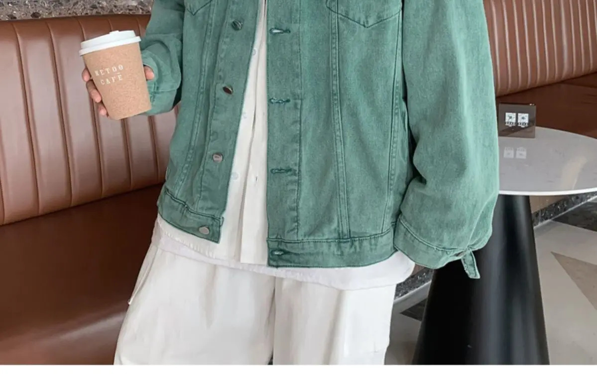 Lapel n Versatile Spring Autumn Denim Jackets for Men Trendy s Loose Boys Couples Solid Color Jacket Tops 250225