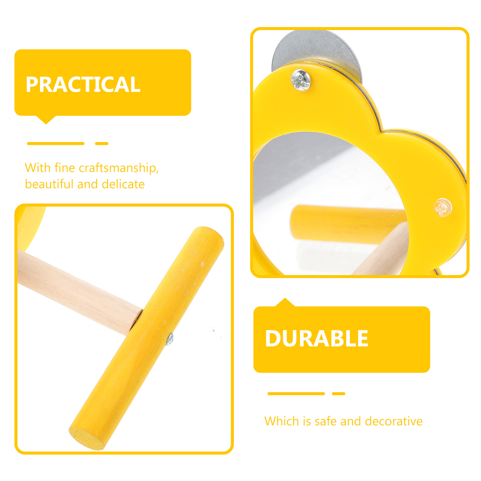 Toy Parrot Standing Stick Perch Decorative Funny Desktop Bird Supplies Yellow Wear-resistant Wooden