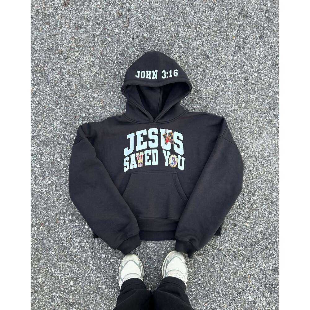 International station street loose letter printed unisex trendy hooded sweatshirt