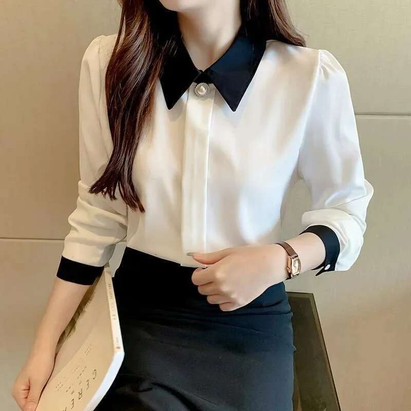 Women Spring Autumn Style Blouses Shirts Lady Casual Long Sleeve Turn-Down Collar Blusas Tops