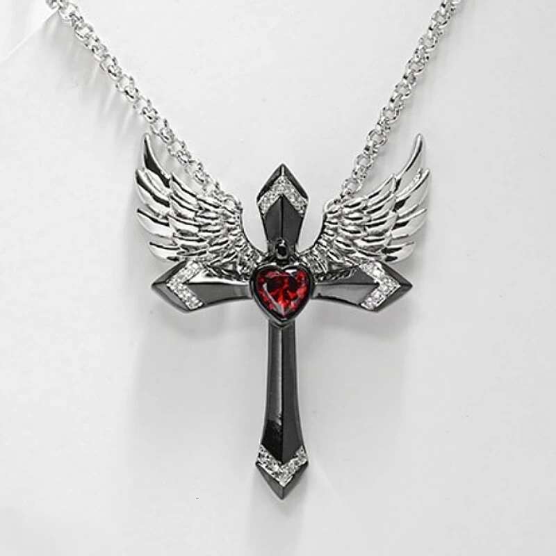 Classic Income Fashion Angel Wings Pendant Necklace Ladies Cross Guardian Jewelry Accessories Anniversary Party Banquet Gifts