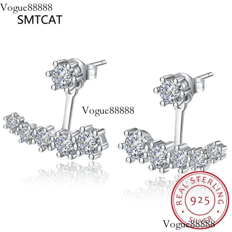 New Stud Earrings 5mm D Color Moissanite Drop for Women Real Sier Piercing Jewelry Certificate Front and Back Dual Purpose