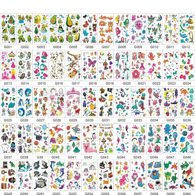60PCS Temporary Tattoo Sticker for Children Kids Waterproof Tattoos Festival Glitters Face Girls Boy Child Mini 250219