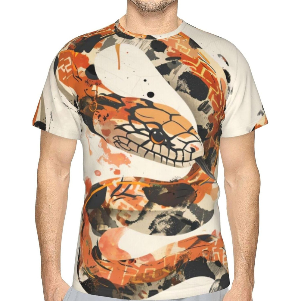 Mens T shirt Snake Painting Trendy 3D Graphic Tee - Snake Graffiti Print Soft Comfort Casual Summer Crew Neck T-Shirt Tops tee Casual tops summer clot