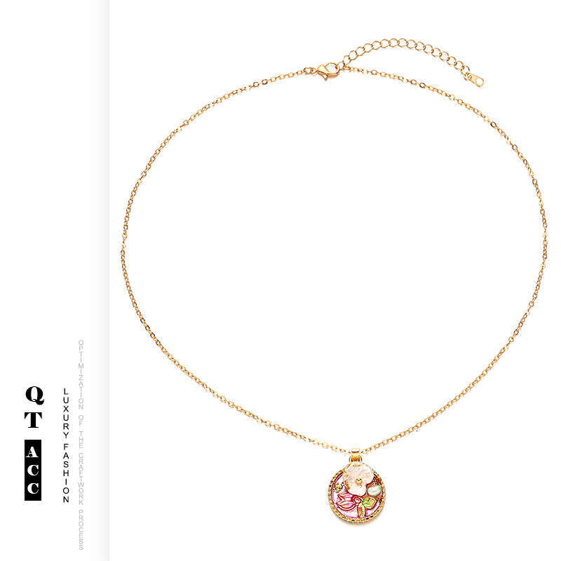 New Chinese ancient light natural pearl wer oil painting series accessories high-end design style necklace for women