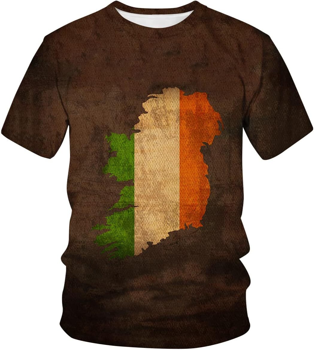 Mens T shirt Men's Ireland Tshirt Irish Flag Novelty Print Short Sleeve T Shirt tee Casual tops summer clothes cool