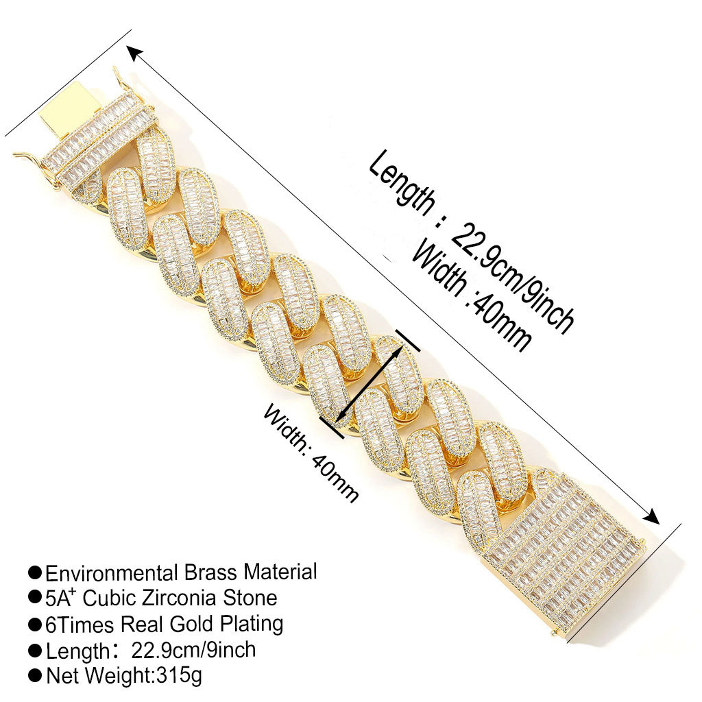 Heavy Duty Men's 40mm Cuban Link Necklace Featuring Premium 5A Cubic Zirconia & Genuine 18k Gold Plate Finish