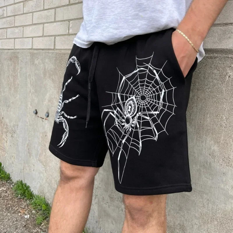 Mens Bug Printed Summer Street Wear Basketball Casual Cotton Shorts Gym Running 250224