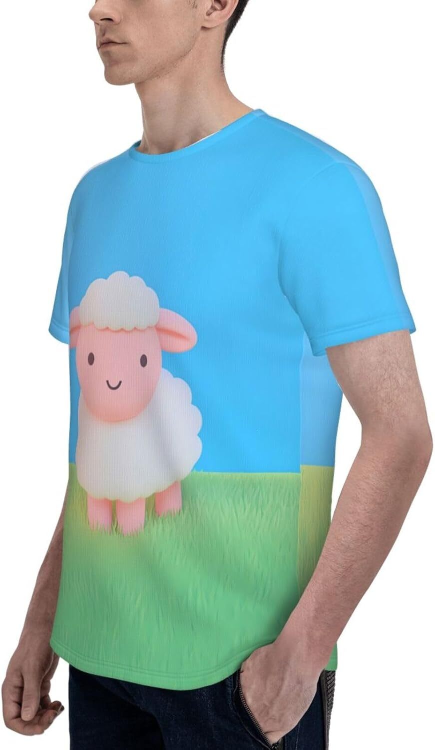 Mens T shirt Cute Animals 3D Printed T-Shirt for Men Cartoon Sheep Graphic Soft Comfort Casual Tee tee Casual tops summer clothes