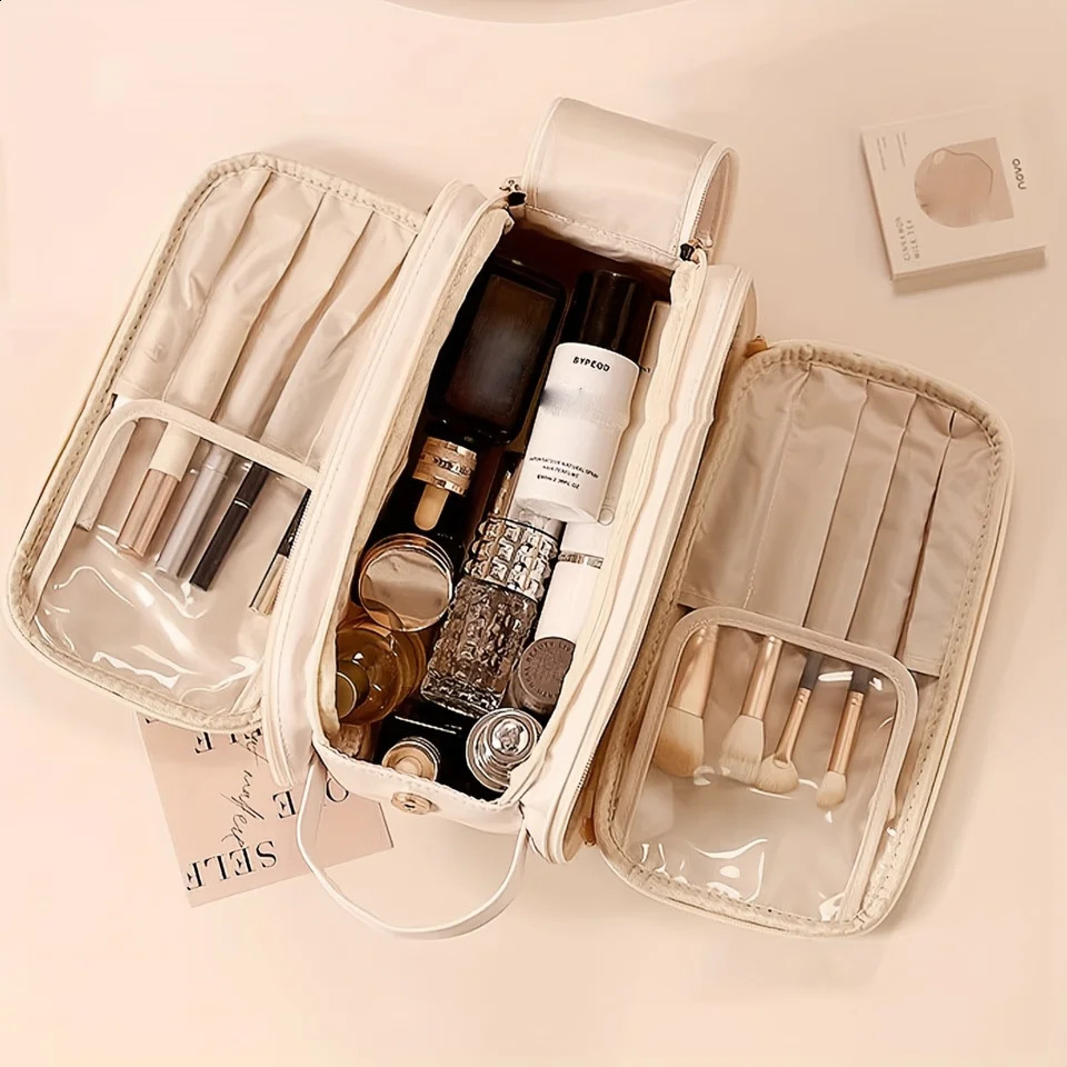 Ship from US Large Capacity Comestic Bag Waterproof Multi Layer Makeup Pouch Toiletry Travel Accessories 250305FBB