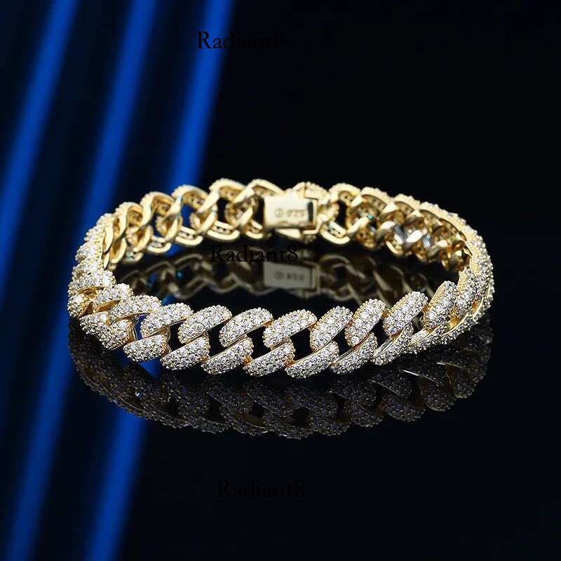 Halaile S Sterg Sier Sparkg D Color High Carbon Dia Cuban Bracelet Hip Hop Fine Jewelry for Women Men Trendy Gift