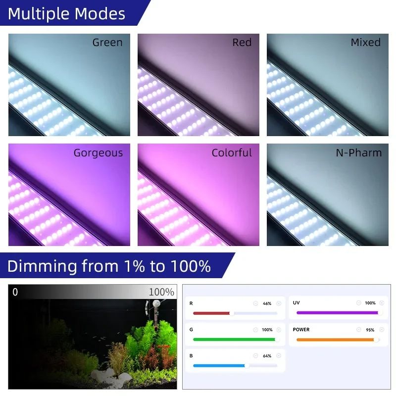 WEEK AQUA L Series Led L600 K PRO L900 K PRO L1200 K PRO Aquarium Plants Growing Light FreshwaterLamp With APP Dimmer Fish Tank