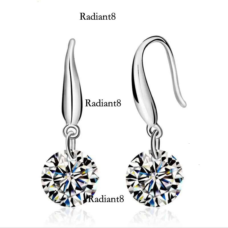 1 Carat Moissanite Women Sterg Sier Drop 14k White Gold Plated Copy Dia Pendant Earrings Jewelry