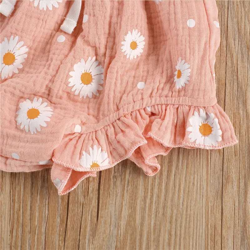 2021 Toddler Baby Girl Daisy Flower Printed Sleeveless Tops+PP Shorts Kids Outfits 2pcs Summer Clothes SetXJ250305